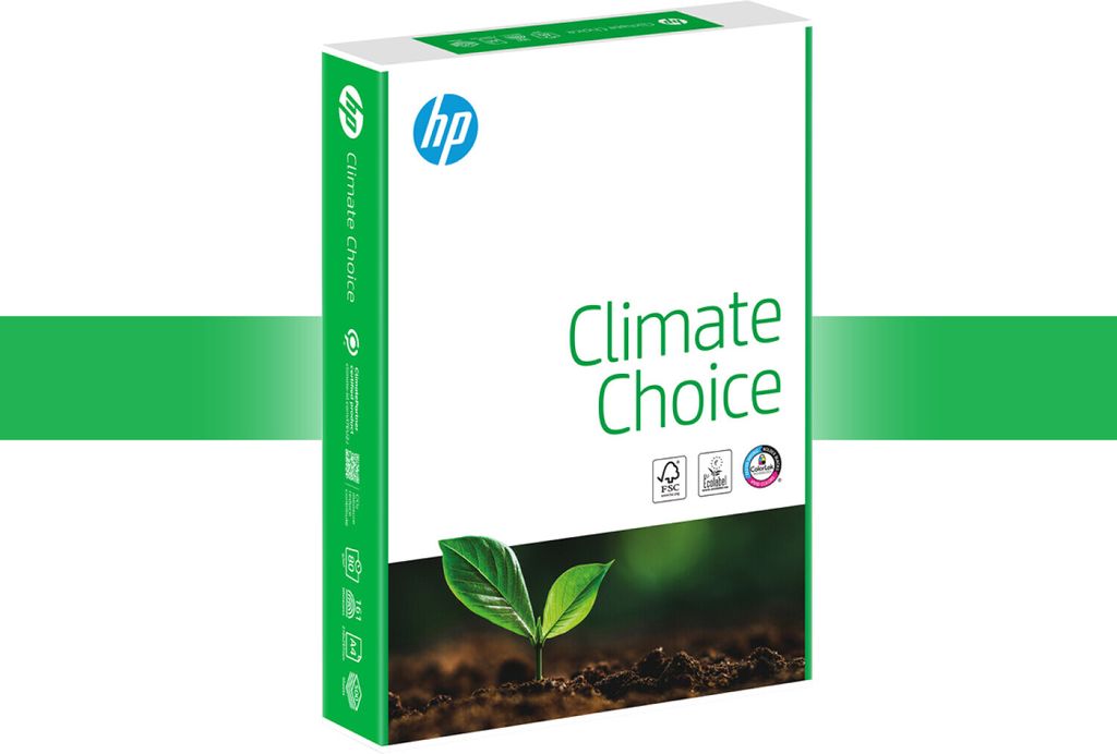 HP Kopierpapier Climate Choice, DIN A4, 80g/qm, Weißegrad 161 CIE, 500 Blatt
