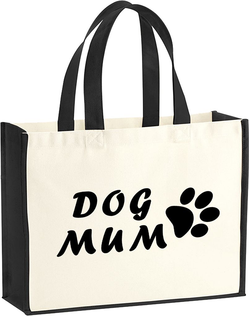Huuraa Jutetasche Dog Mum Tapse 21 Liter Black Jute und Baumwolle Einkaufstasche Geschenkidee
