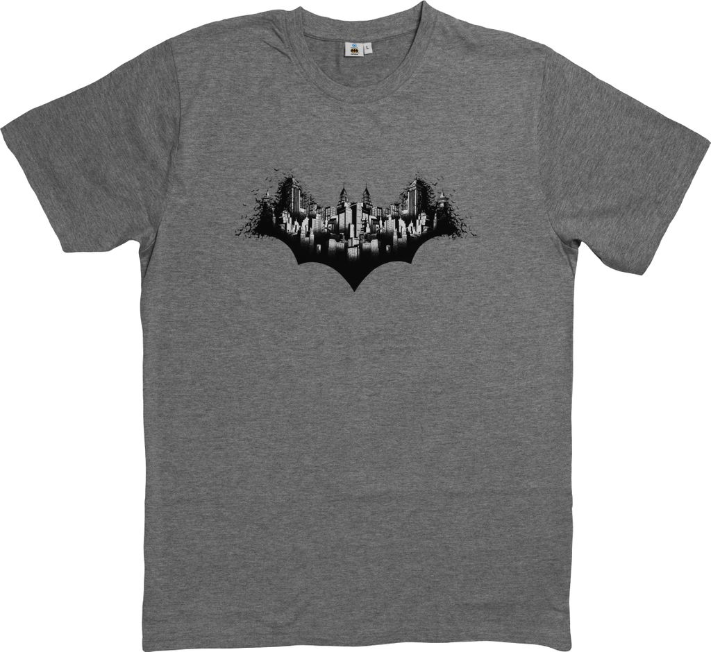 DC Comics Batman T-Shirt - Gotham City Herren Männer Oberteil Shirt kurzärmlig Rundhalsausschnitt Grau M