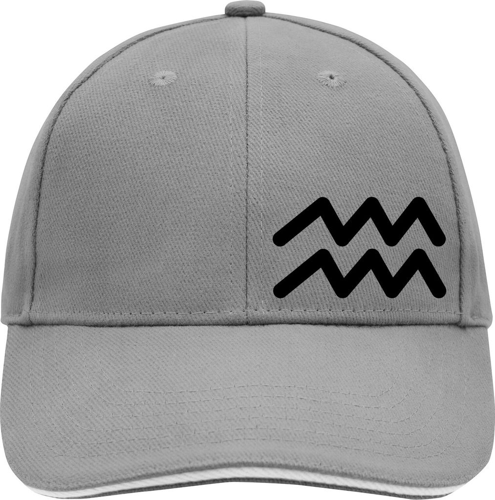 Huuraa Cappy Mütze Wassermann Sternzeichen Zeichen Dark Grey/White Baumwolle 6-Panel Kappe Geschenkidee