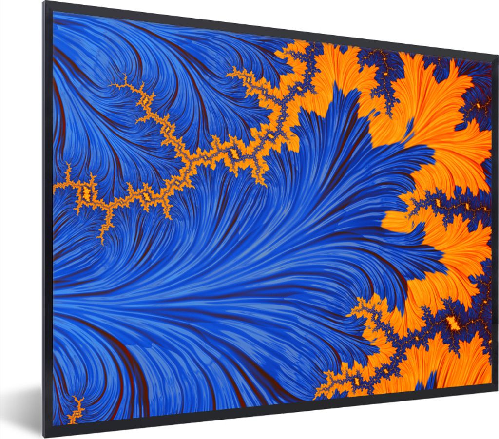 MuchoWow Gerahmtes Poster Blätter - Kunst - Psychedelisch 80x60 cm - Poster mit Schwarzem Bilderrahmen Wandposter Rahmen Foto Bilder - Schwarzem...