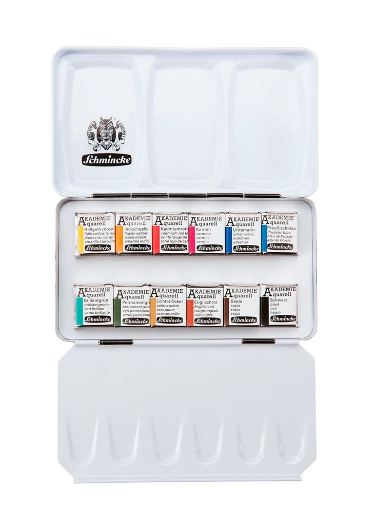 Schmincke Aquarell AKADEMIE kovová krabička 12x1/2 šálků 75 Obrázek produktu 