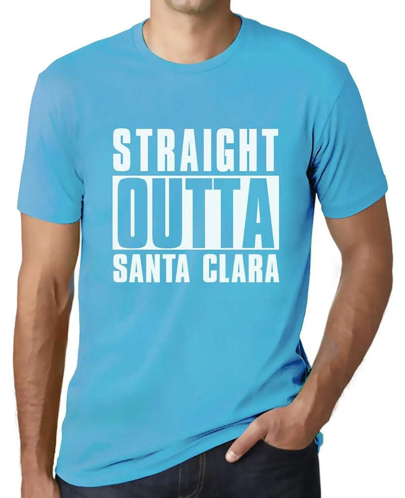 Herren Grafik T-Shirt Straight Outta Santa Clara Öko-Verantwortlich Vintage Jahrgang Kurzarm Lustige Druck Geburtstag Geschenk Mann