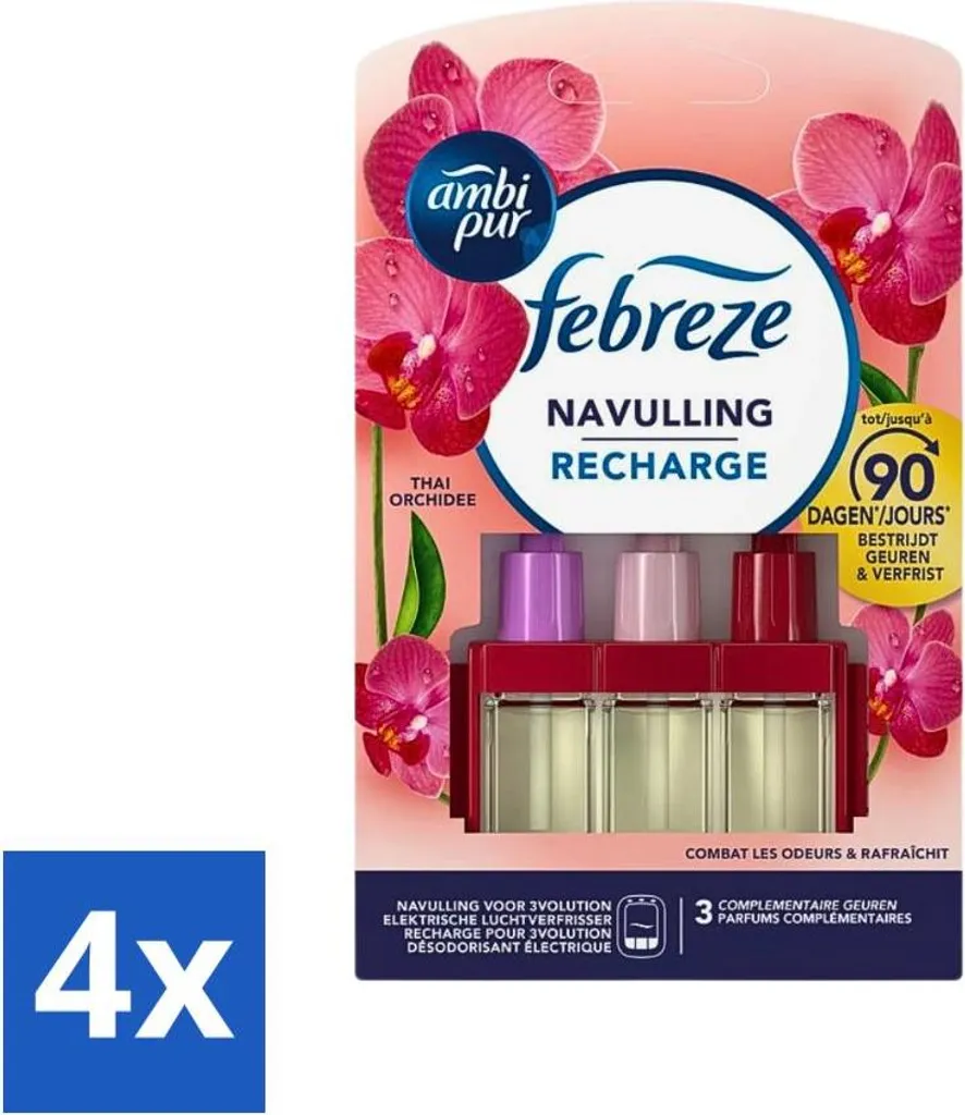 Ambi Pur 3volution Thai Orchid Recharge 20 ml - Pack Éco de 4 Pièces