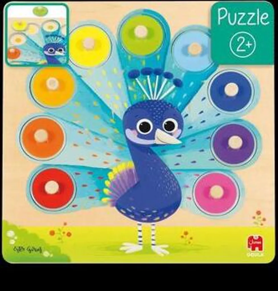 Jeu éducatif puzzle bois Paon 9 pièces Goula pour la motricité