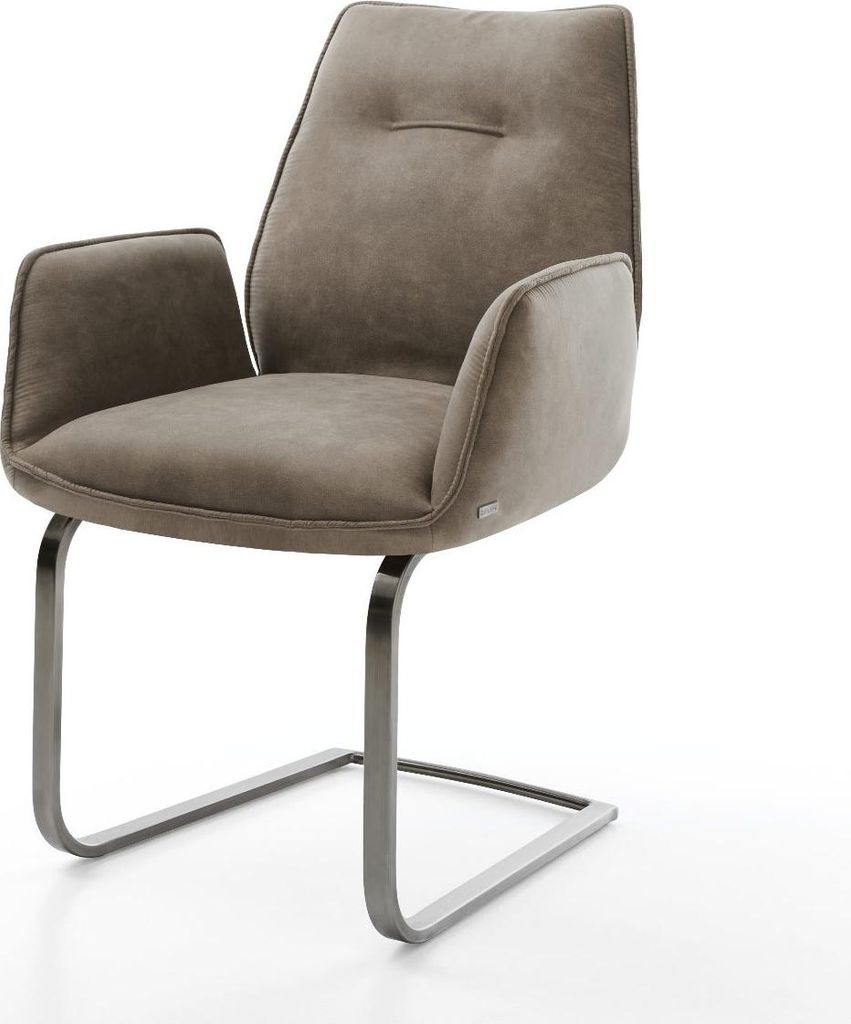 DELIFE Freischwinger Zoa-Flex Mikrofaser Taupe Vintage Freischwinger flach Graphit Taschenfederkern