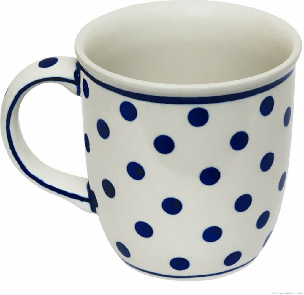 Original Bunzlauer Keramik 350 ml Kaffeebecher Teetasse Pott Tasse Becher Ø 9,3 cm, H 9,7 cm Dekor 37