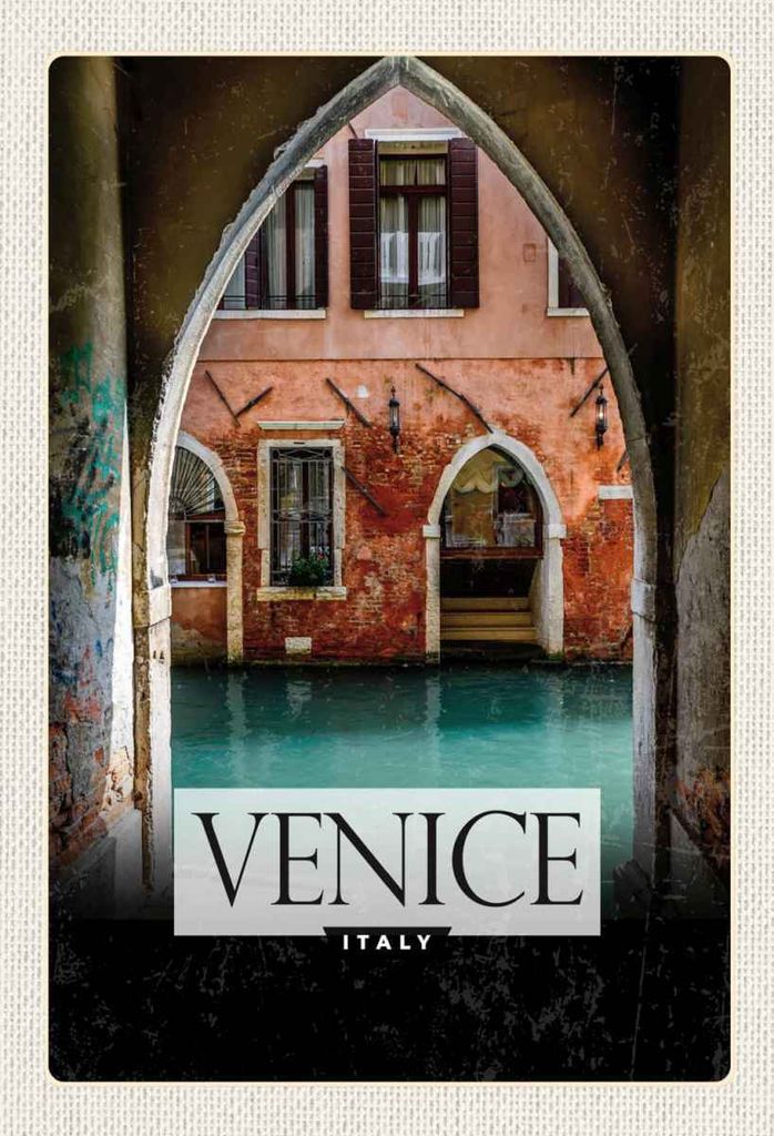 vianmo Holzschild 30x20 cm Venice Italien Fluss Panorama Bildmotiv Reisemotiv Abenteuer Reisen
