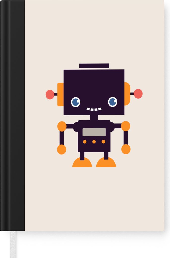 MuchoWow Notizbuch Tagebuch Haushaltsbuch Notebook A5 Roboter - Antenne - Orange - Beige - Kind - Kinder - Notizblock - Notizheft - Notebook - Sc...