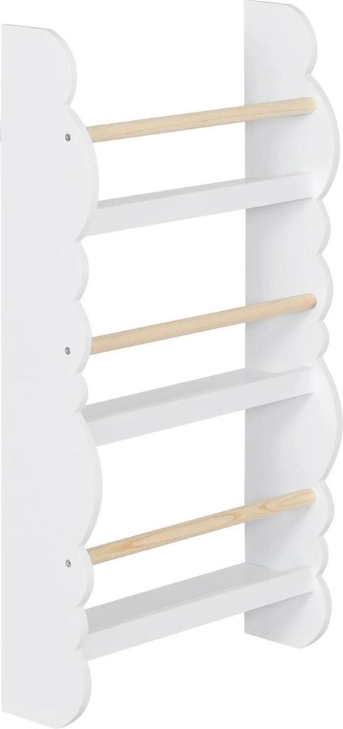Kinder-Bücherregal - Bücherregal fürs Kinderzimmer - MDF E1 + Kiefer - 42,5 x 14,5 x 80 cm - 2 kg pro Fach - Wasserbasierte Farbe - Hellgrau