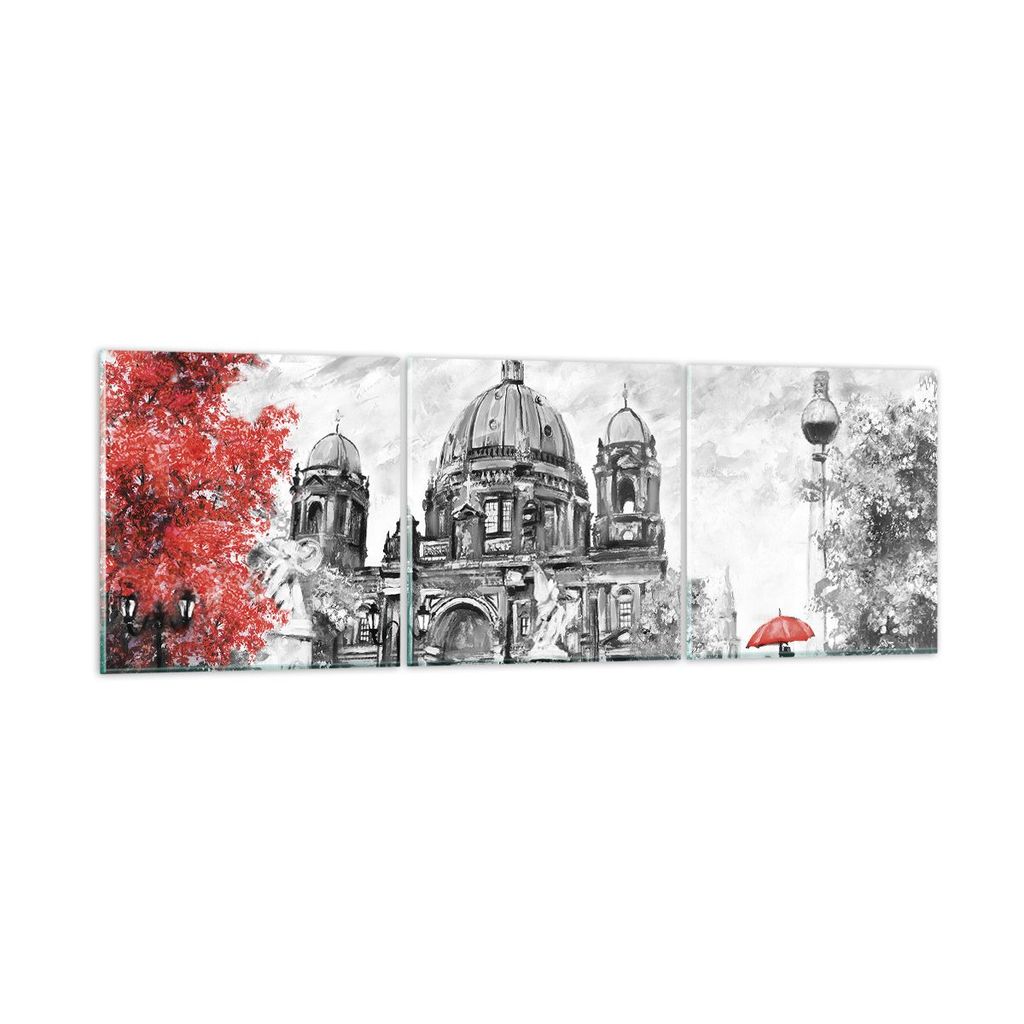 Bilder auf glas - 3 Teile - Dom Berlin Liebespaar - 120x40cm - Glasbilder - Wandbilder - Bilder - zum Aufhängen bereit - Wanddekoration aus Glas -...