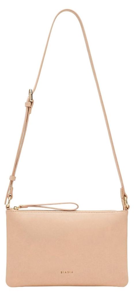 BIASIA Leder Umhängetasche Flat Crossbag Cipria rosa