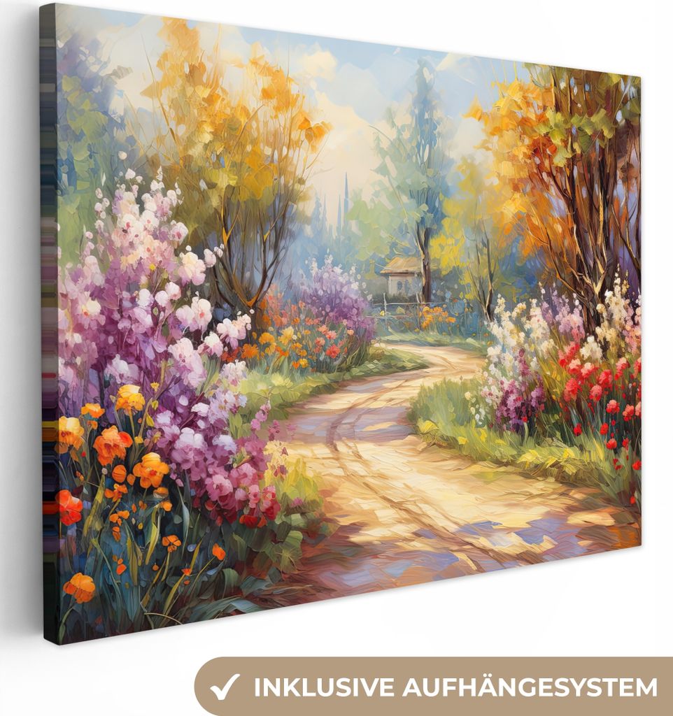 MuchoWow - Leinwandbilder - Blumen - Bäume - Kunst - Aquarell, Wandbild, Wanddeko Bilder Wohnzimmer, 40x30 cm