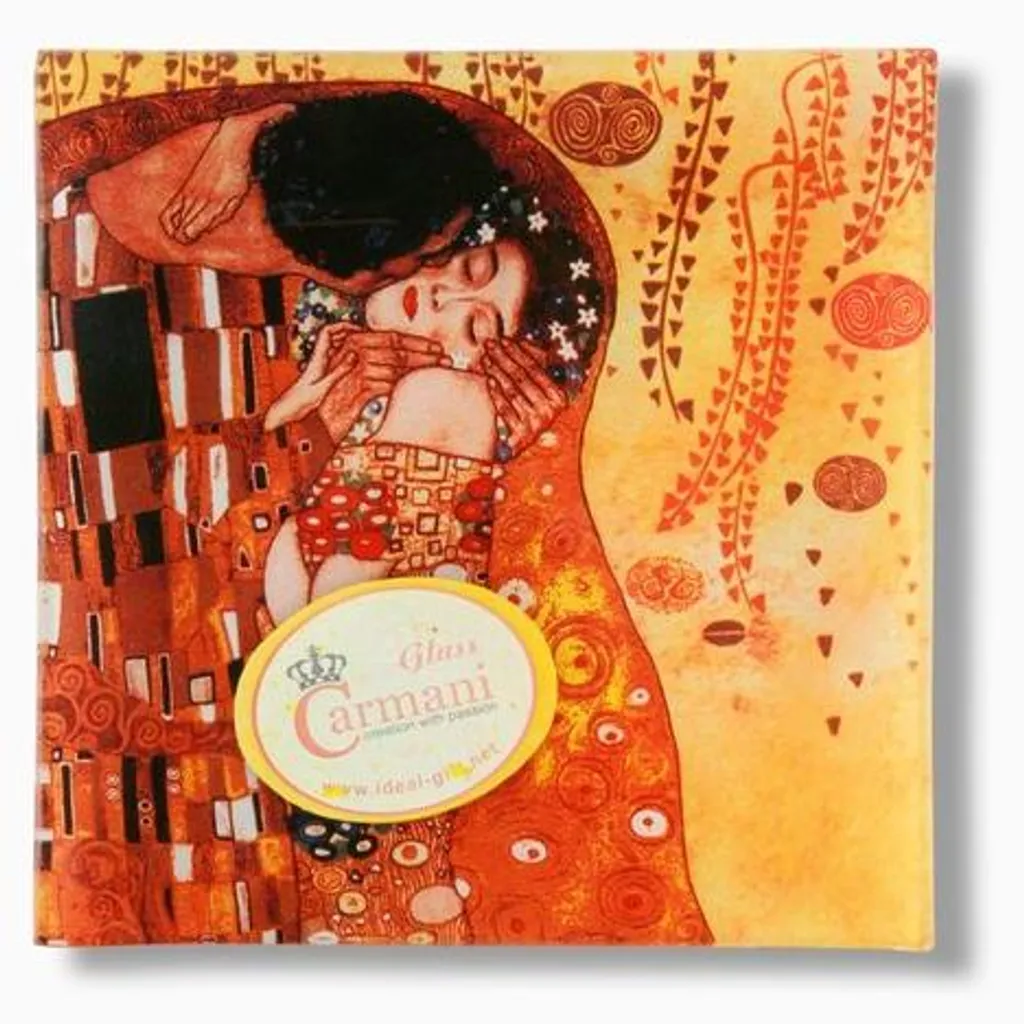 Objet de décoration en verre carré Klimt : reproduction artistique d'art