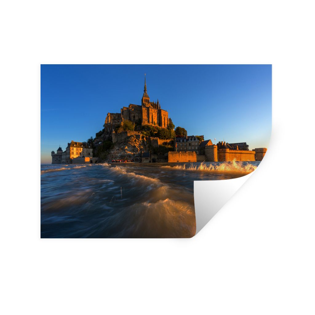 MuchoWow Wandtattoo Wandsticker Wandaufkleber Schloss - Nacht - Frankreich 160x120 cm Selbstklebend und Repositionierbar - Selbstklebend - Fotota...