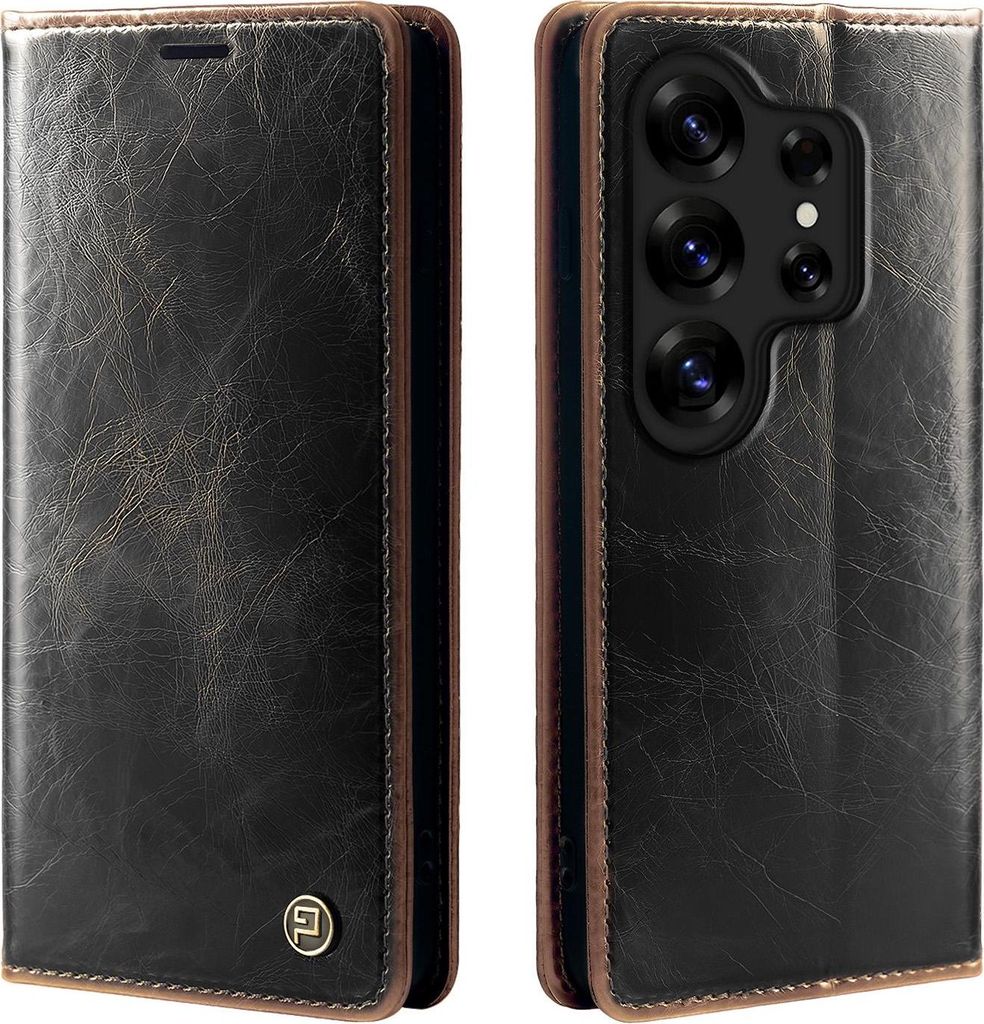 Handyhülle für Samsung Galaxy S26 Ultra Kunstleder Flip Vintage Cover Hülle RFID Schutz Case Kartenfach Farbe: Dunkelbraun