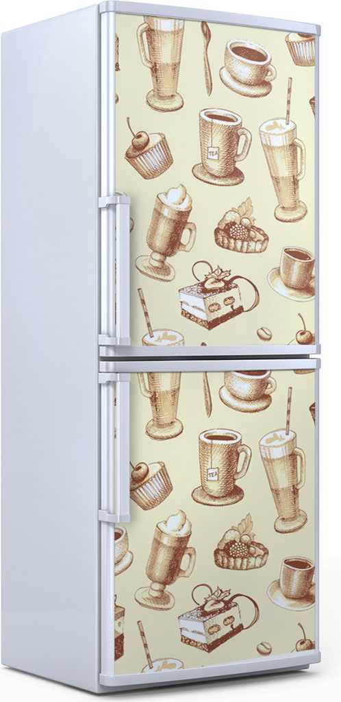 Kühlschrankdekoration 60x180 cm Aufkleber auf dem Kühlschrank - Beerenkuchen und Schokolade