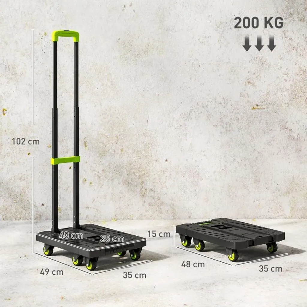 Diable pliable 6 roues Okwish Aluminium vert - Plateforme réglable robuste - 5