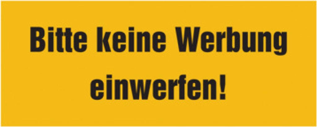 Dreifke Türschild, Bitte keine Werbung einwerfen!, 40 x 100 mm, Folie selbst...