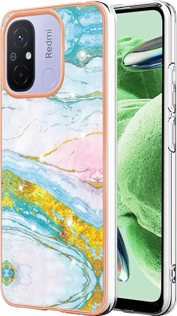 Cover Sottile Xiaomi Redmi 12C/11A - Design Marmo Turchese TPU