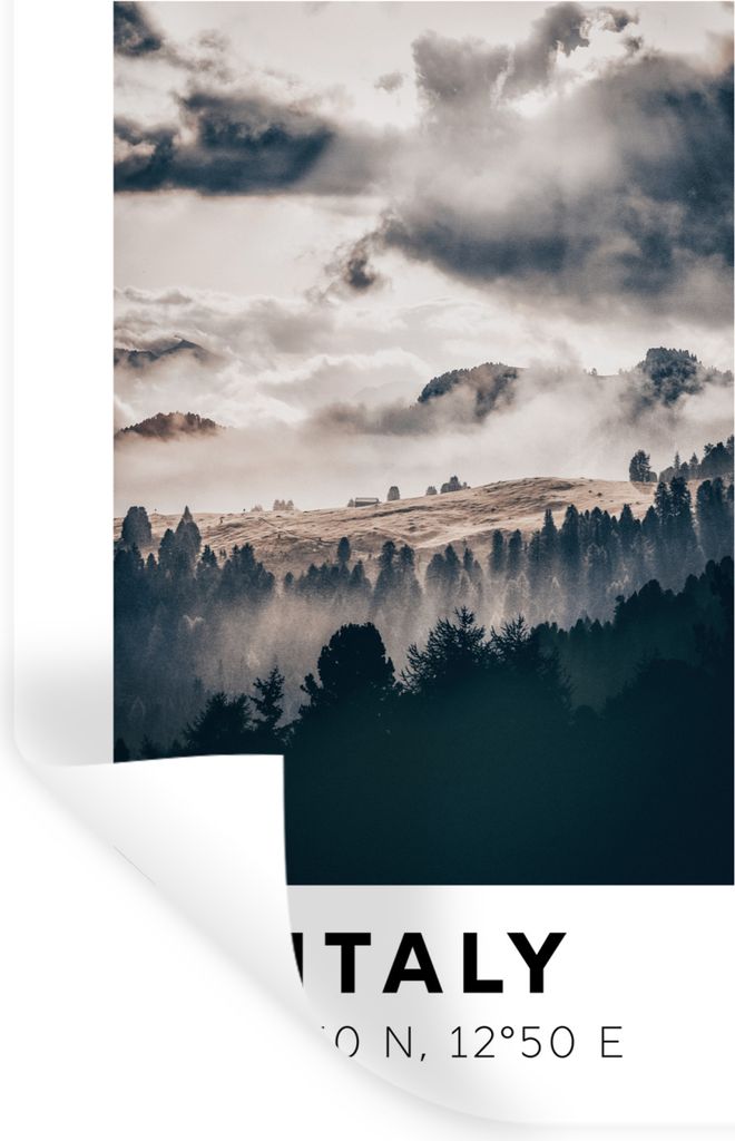 MuchoWow Wandtattoo Wandsticker Wandaufkleber Italien - Dolomiten - Wald - Nebel 40x60 cm Selbstklebend und Repositionierbar - Wierderverwendbar ...