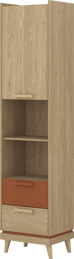 Masseno Buchregal ACARA für Wohnzimmer Büro oder Lesezimmer 50x40x215 cm, Eichefarben
