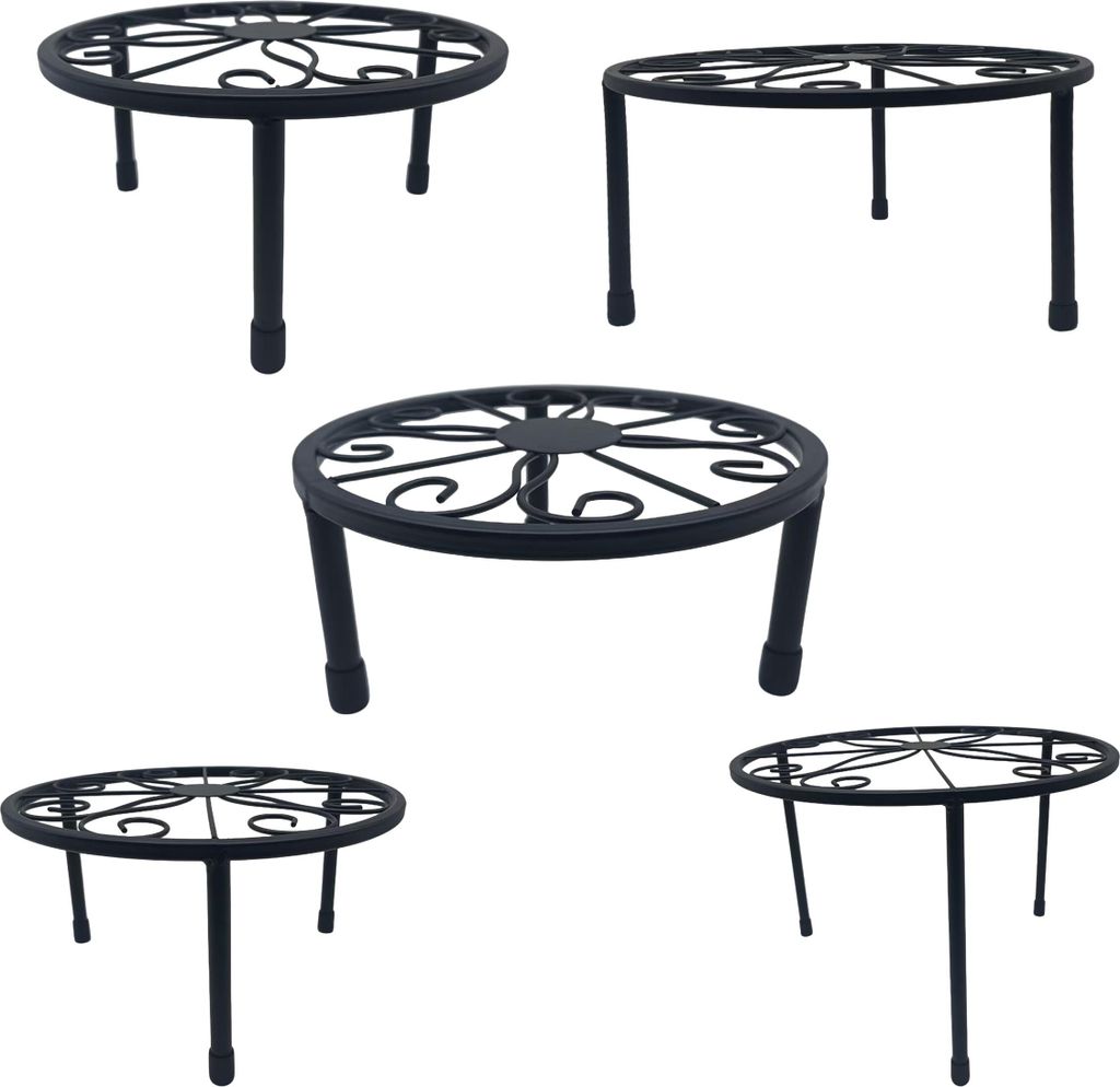 Support à fleurs Relaxdays, lot de 5 pièces, rond, robuste, Image du produit 