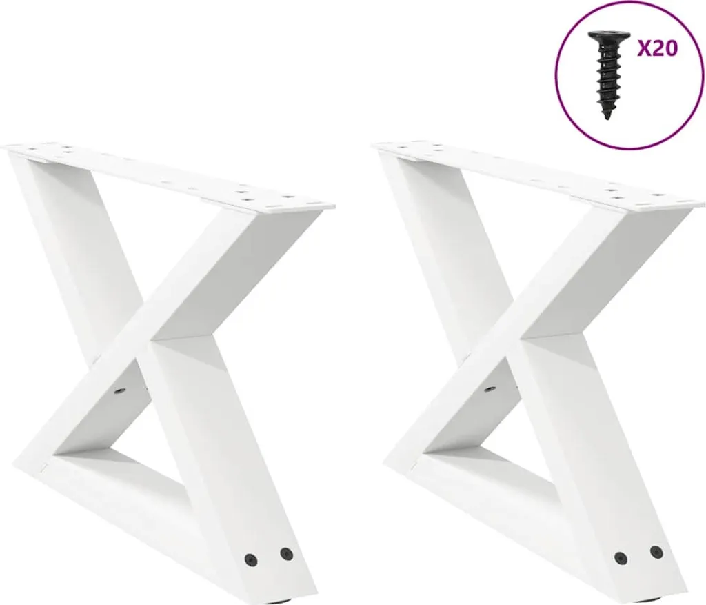 Set 2 Gambe Bianco per Tavolino Fai-da-Te | 50cm Acciaio Rinforzato