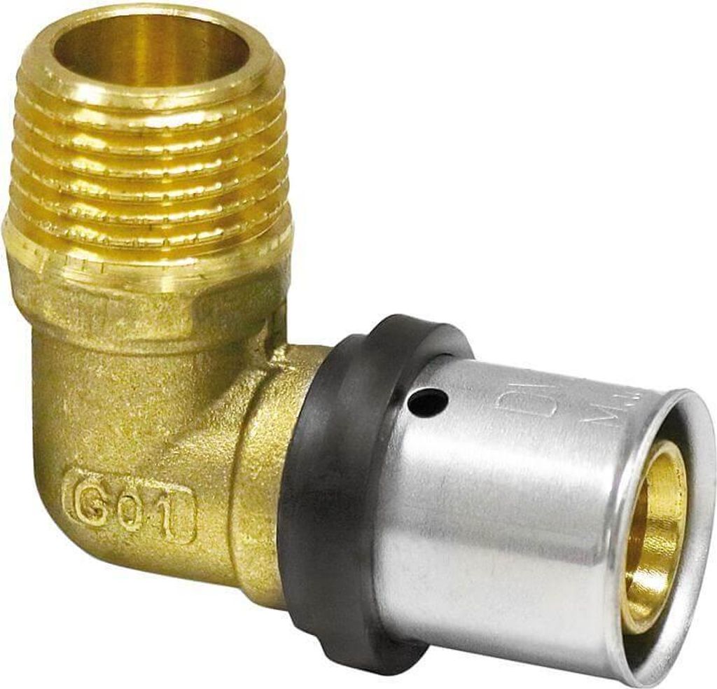 Pipetec Pressfitting Mehrschichtverbundrohr TH U Übergangswinkel AG 16 / 20 / 26 mm - 16 x 2mm - 1/2"