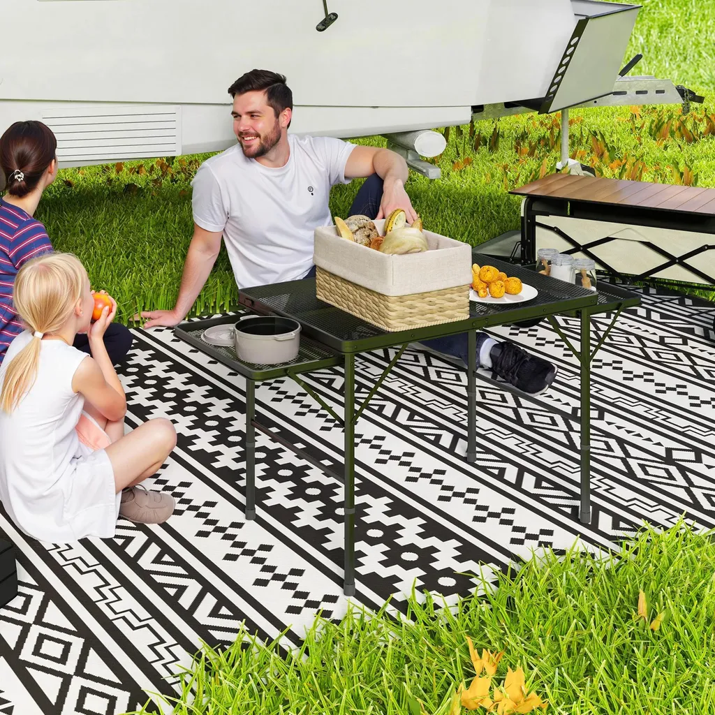 Table de camping pliable noire en métal structure renforcée T6 - 2