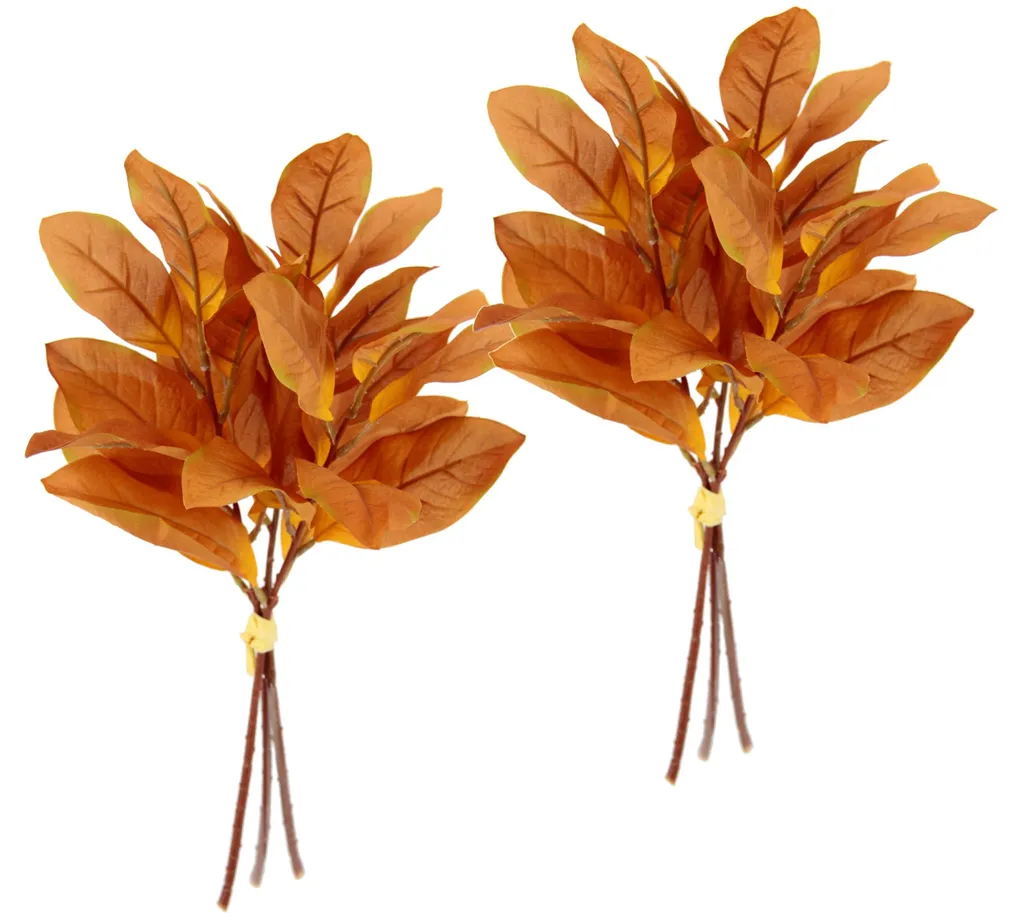 Lot de 2 bouquets de feuilles d'automne artificielles orange de 36 cm