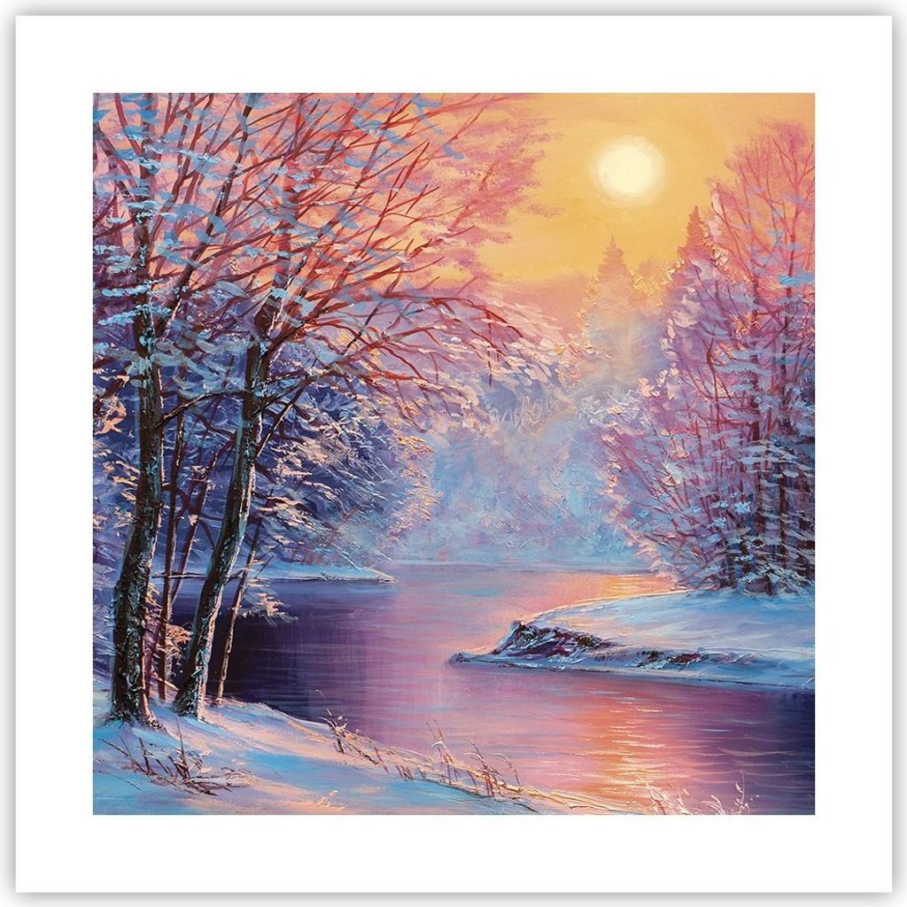 Poster - Poster ohne Rahmen - Öl Winter Fluss - 40x40 cm - Produktbild 