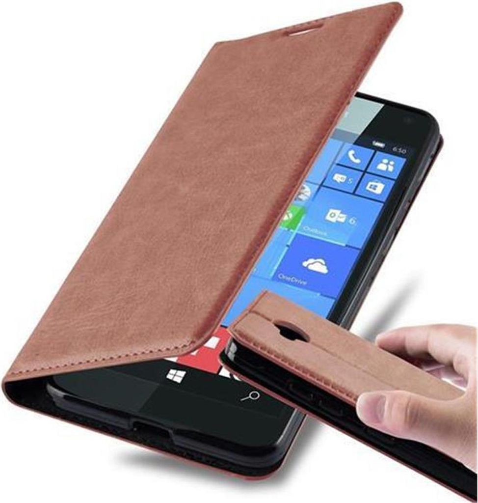 Cadorabo Hülle für Nokia Lumia 650 Schutz Hülle in Braun Handyhülle Etui Case Cover Magnetverschluss