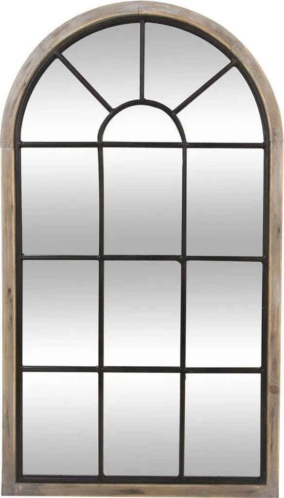Miroir Mural Rectangulaire Métal Noir et Bois 60x107 - Style Atmosphera