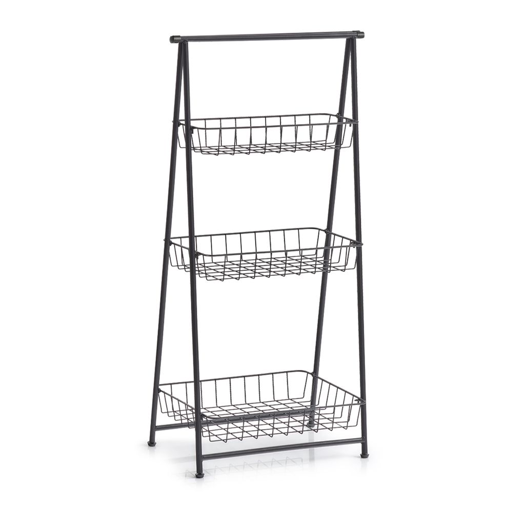 Zeller Standregal, 3-lagig, Metall, schwarz, 43 x 30 x 90 cm