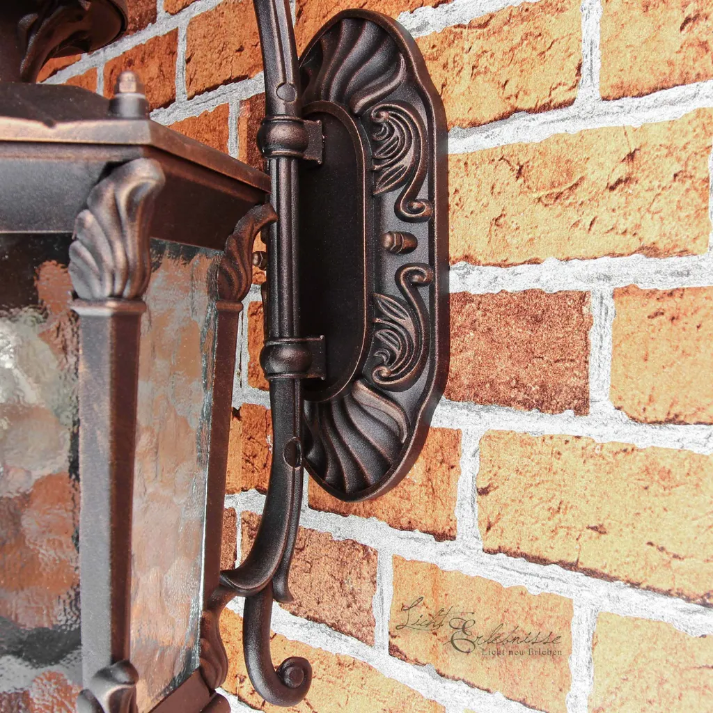 Lanterne murale extérieure en bronze rustique pour façade de maison - 11