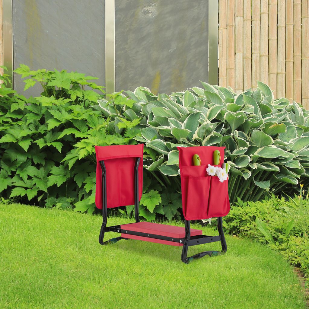 Relaxdays Agenouilloir De Jardinage Pliable Avec Poches - Soulage Articulations Jusqu'à 150 Kg - Noir/Gris