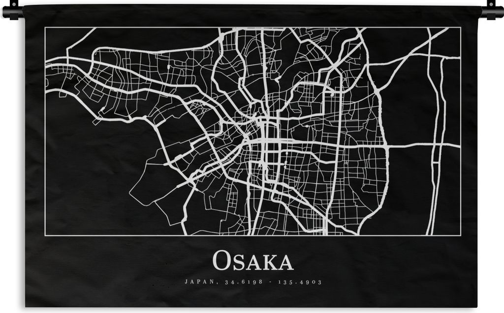 MuchoWow Wandteppich Wandbehang Karte - Osaka - Stadtplan 60x40 cm Tapisserie Dekoration Wandtuch - Wanddekorationen