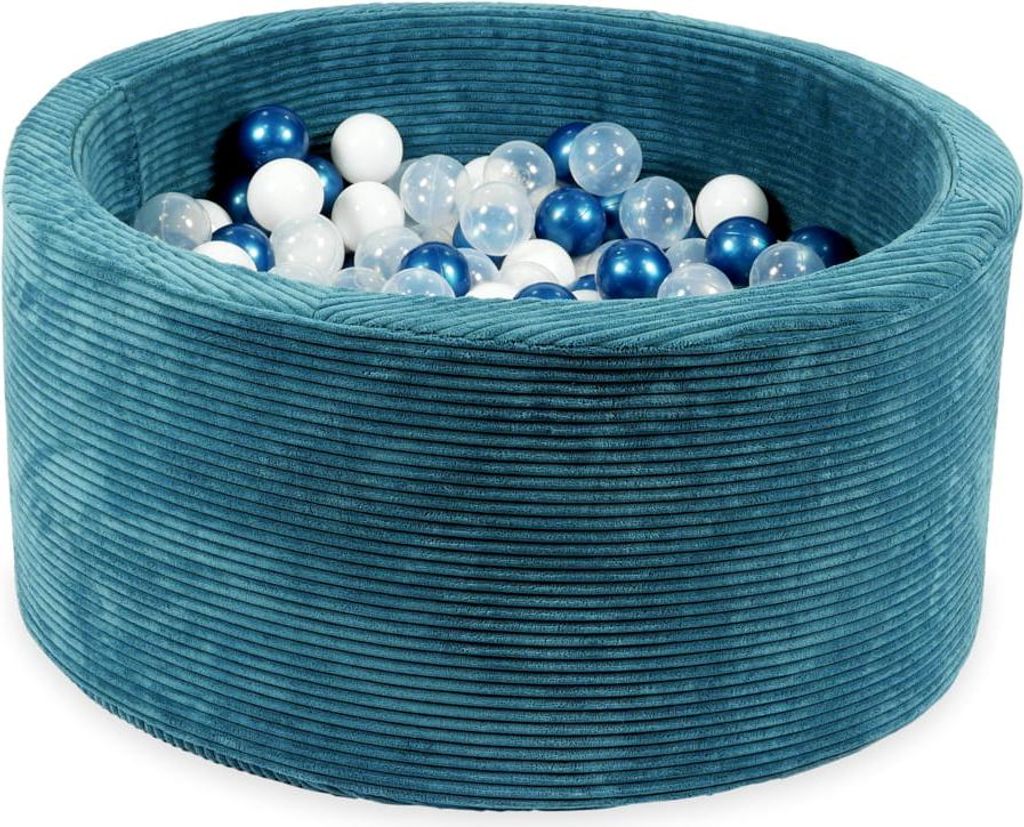 Trockenbecken 90x40 Corduroy blau mit 300 Bällen: transparent, metallic blau, weiß
