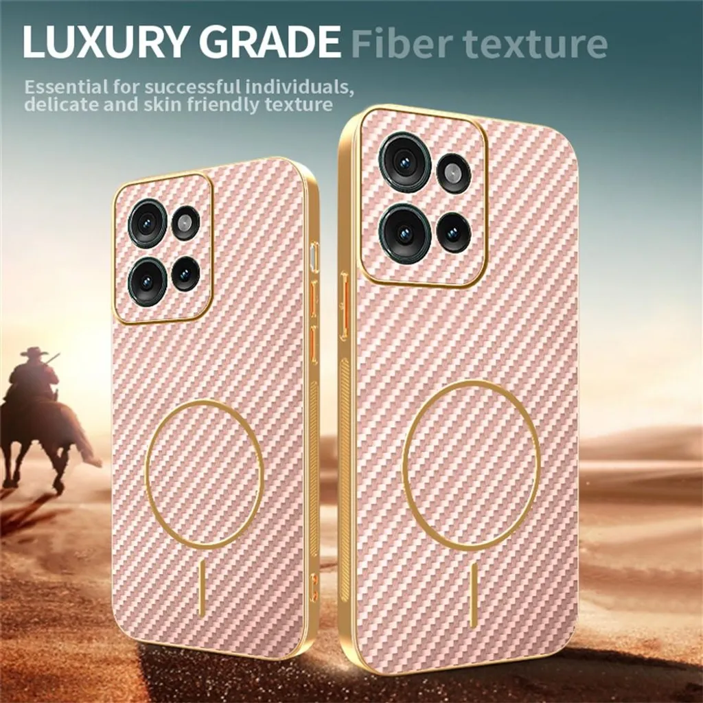 Custodia Motorola Edge 50 Phonesta Luxury Rosa MagSafe Carbon - 5