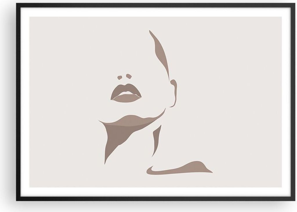 Gerahmtes Poster - Schwarzer Rahmen - Boho Frau Mund - 100x70 cm - Wand Bild - Wanddeko - Wandbilder - Kunstposter - Wandposter - Bilderrahmen - Bi...