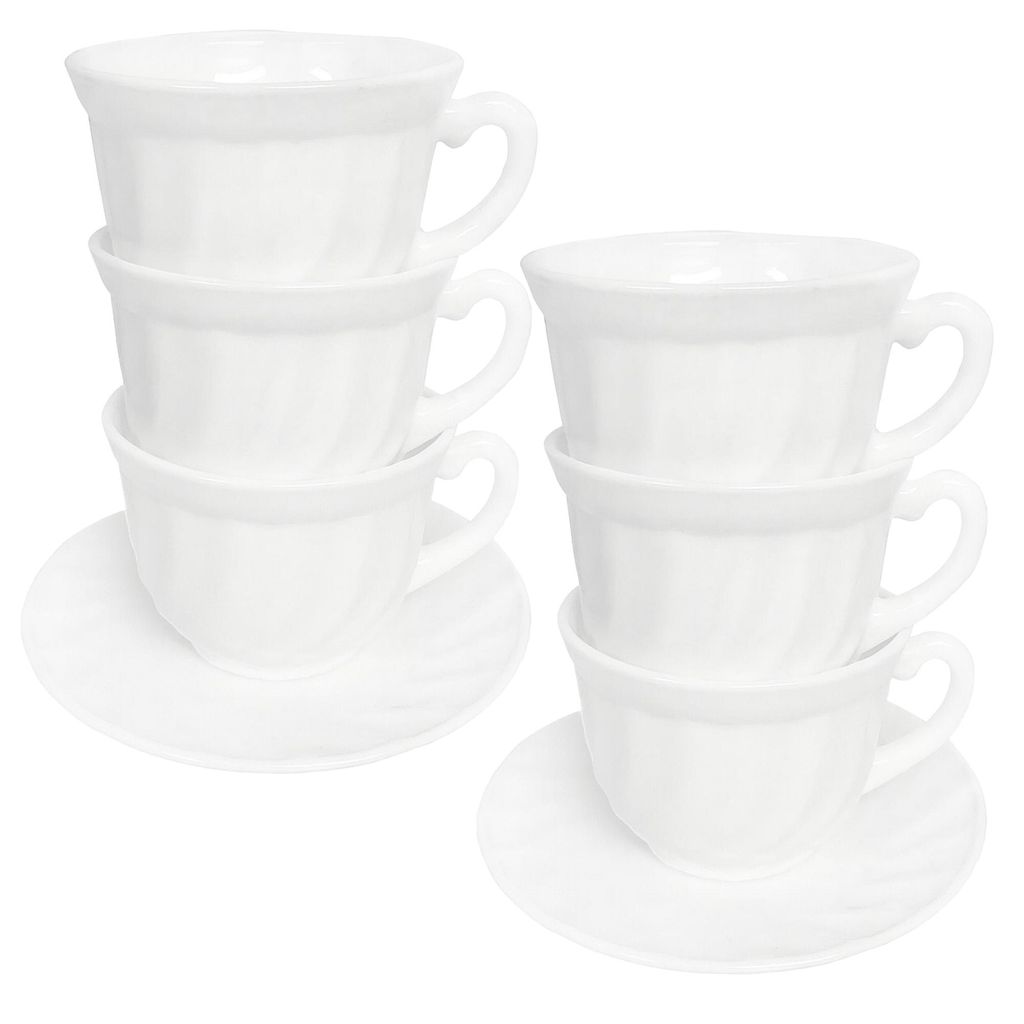 6x Kaffeetassen mit Untertassen 190ml Set – Glas Servierset Geschenk