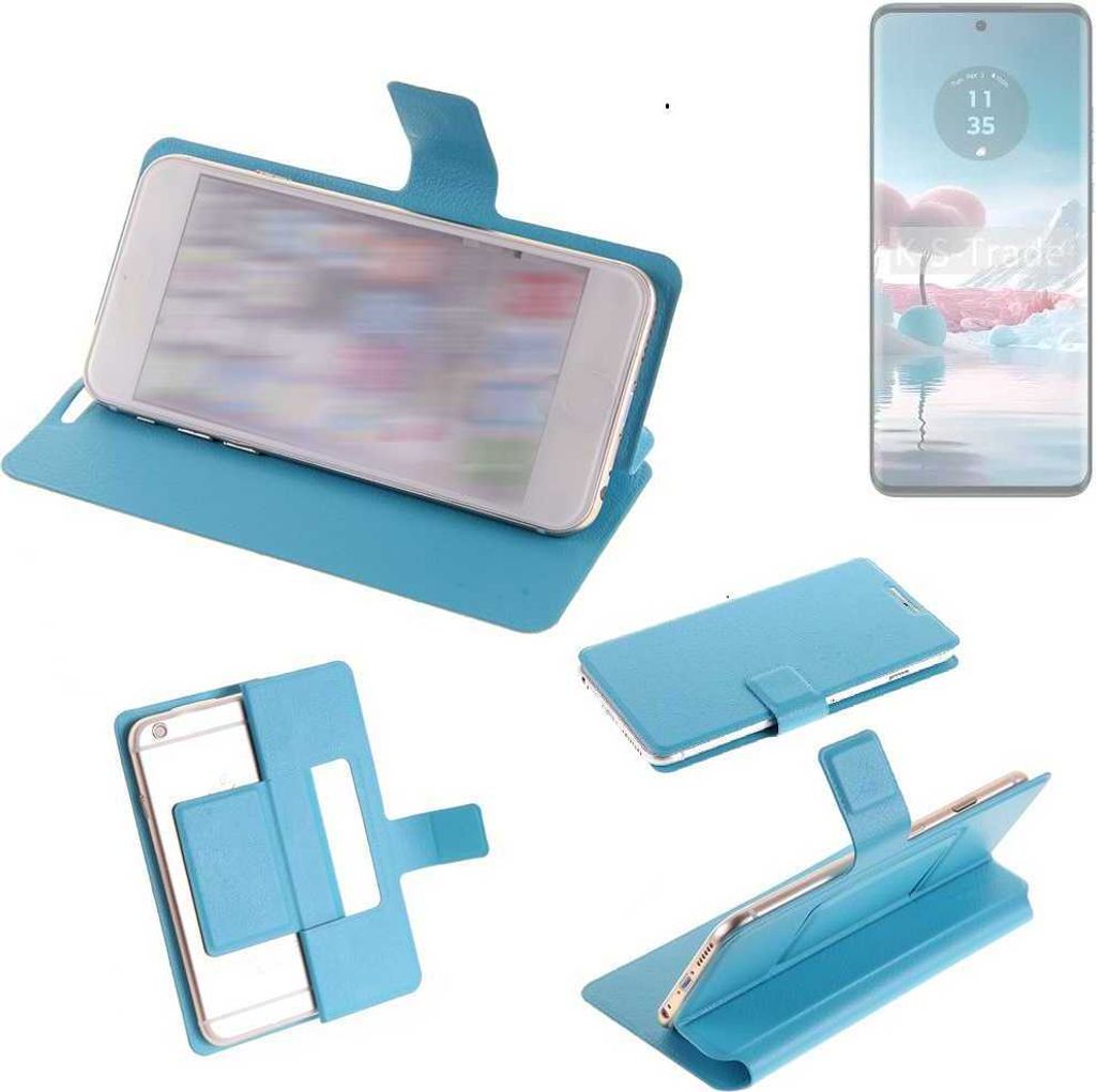 K-S-Trade Schutzhülle Handyhülle kompatibel mit Motorola Edge 40 Neo Flip cover Handy case Smartphone Klapphülle blau
