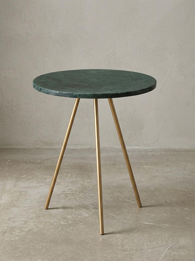 Beistelltisch aus echtem Marmor, Green & Gold Design, Robuste Metallbeine. 38x38x44 cm | Kadima Design