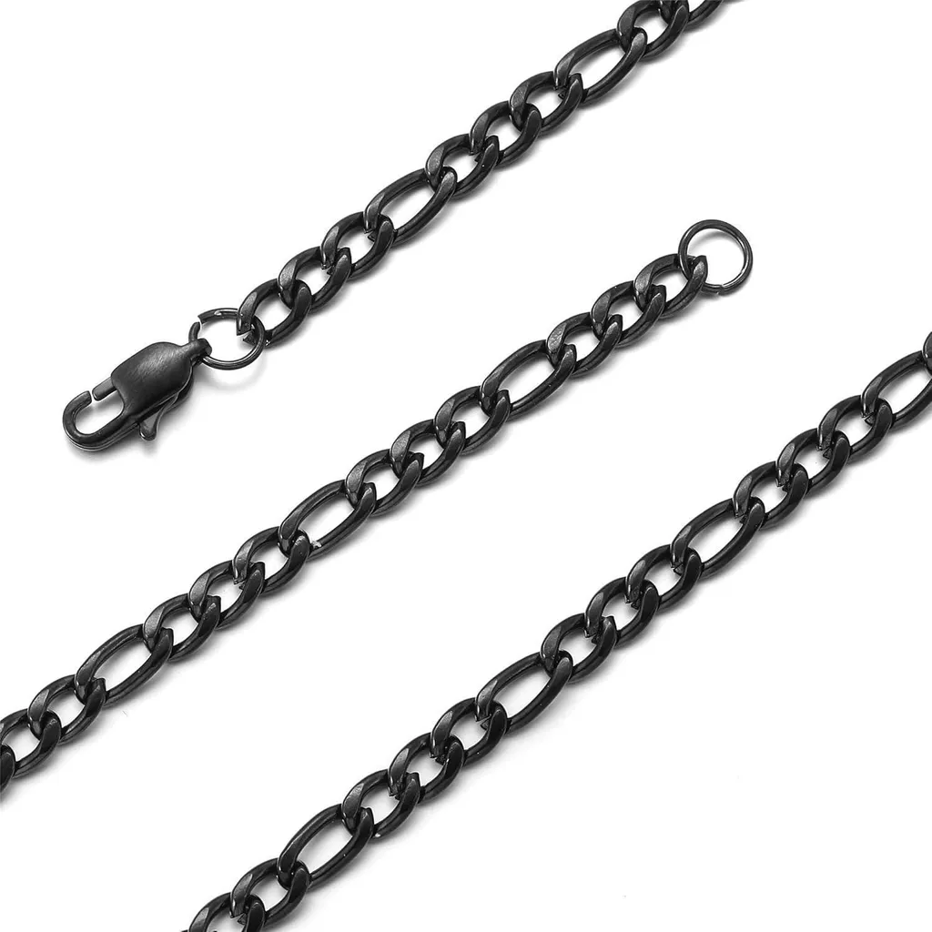 Collana Figaro da uomo in acciaio inossidabile argentato con catena a cordoncino 5 mm 45-90 cm - 7