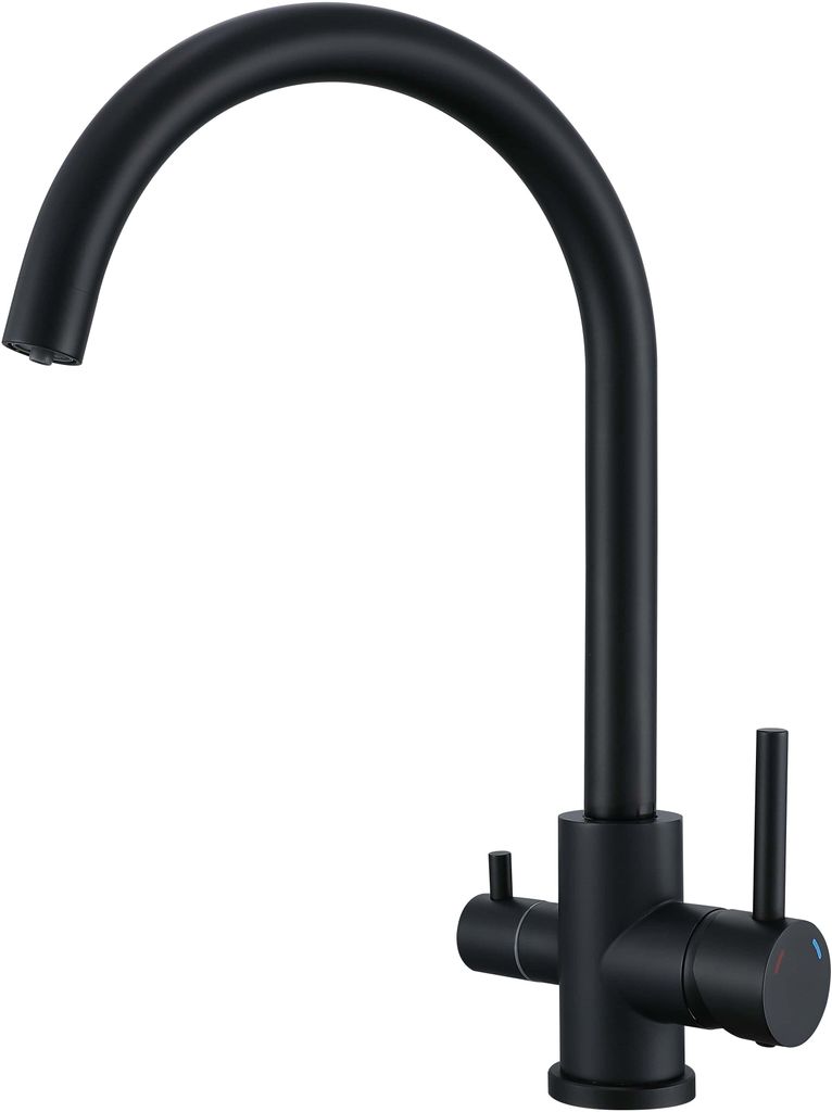 HOMEVELLO Küchenarmatur ARC 35, Full Black, Dreiwiege Mischbatterie 360°, Armatur Küche aus Edelstahl, Spültischarmatur, Höhe: 35 cm, Wasserha...