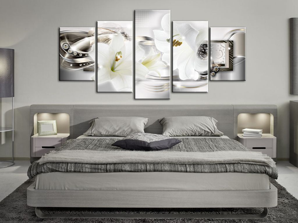 Akustikbild Blumen Abstrakt 200x100 cm 5-teilige Bilder Akustikschaum Hochleistungsschallabsorber Schallschutz Leinwand 5 tlg Wandbild Raumakustik ...