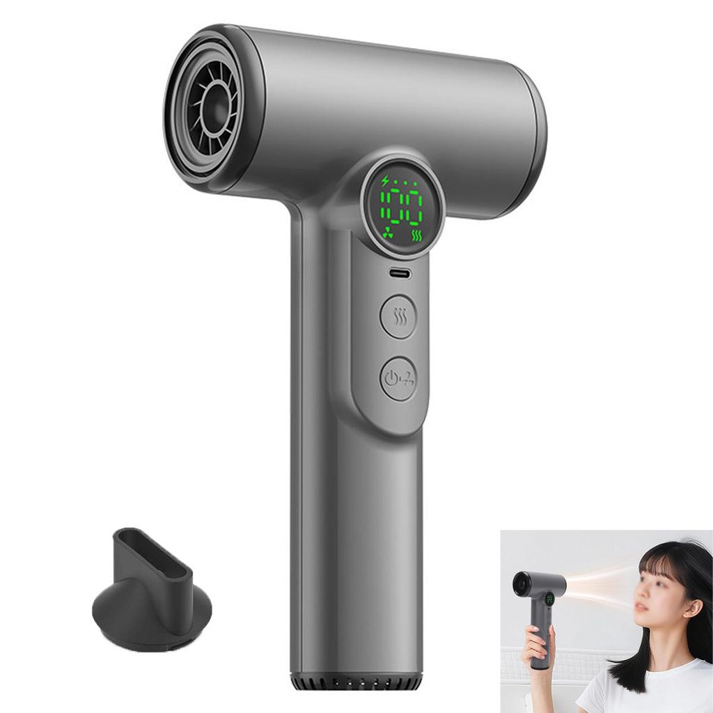 Kabelloser Haartrockner, 15600 mAh , 100 Stufen Kalt-/Heißluft, USB wiederaufladbar,30000 U/min Motor ,Studentenwohnheim, Camping & Apartment