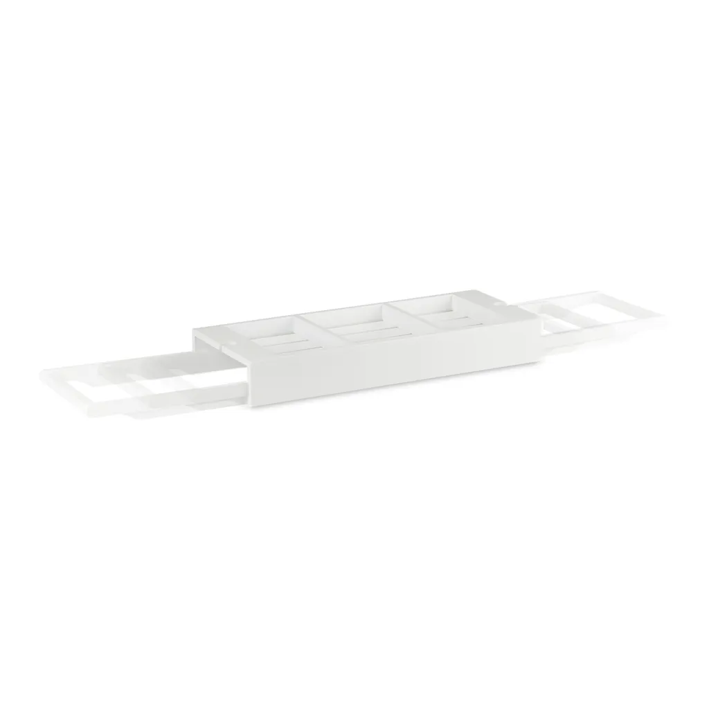 Tablette de bain extensible blanche avec support de lecture intégré - 6