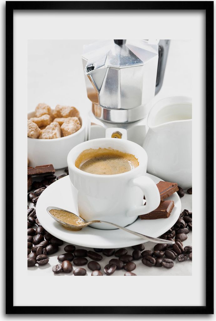 Bild - Bilderrahmen - 40 cm x 60 cm - MDF - Rahmen - Wandkunst - Eine Tasse Kaffee